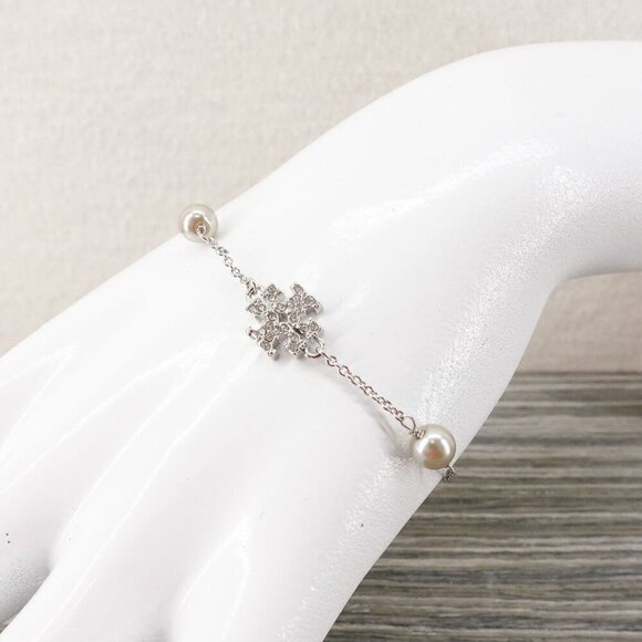 Tory Burch Gemstones and Pearl Bracelet Silver OS - Picture 8 of 16